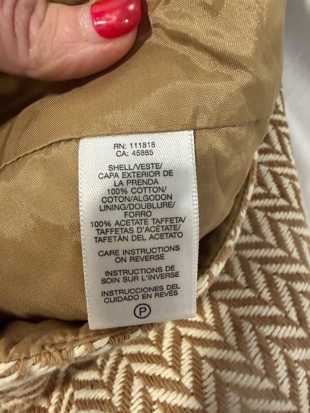 MICHAEL Michael Kors Tweed Herringbone Mini Skirt Brown Cream Faux Pocket Sz10 - Picture 5 of 9